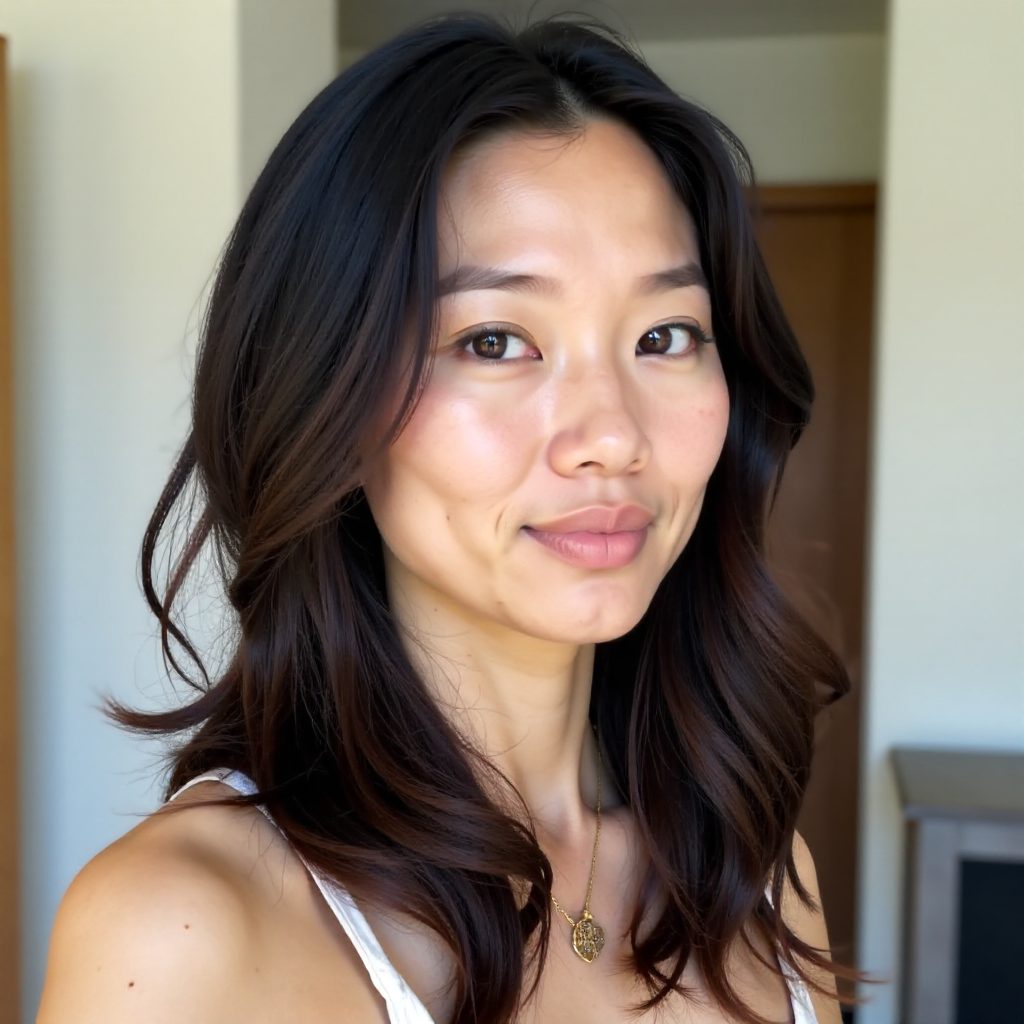 Layered Cut for Women with Widow's Peak