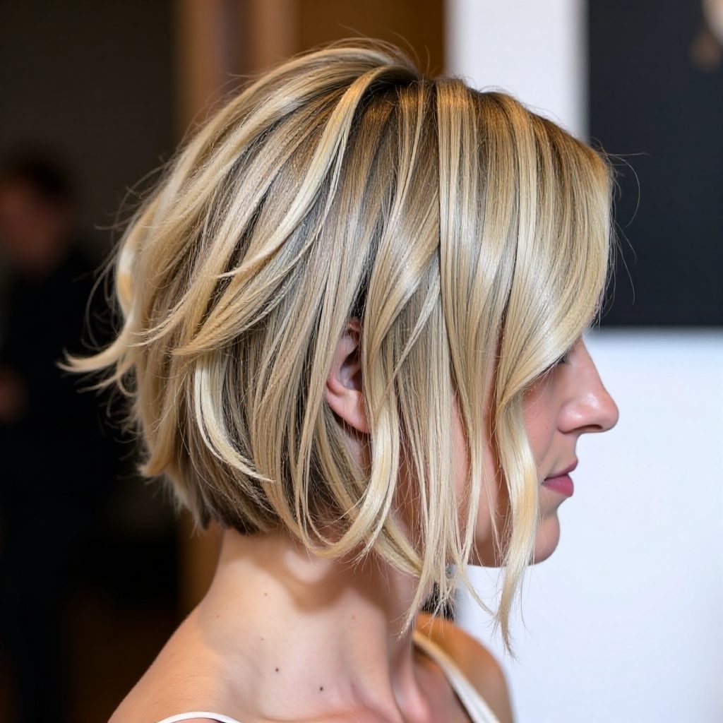 Long Stacked Bob with Bangs