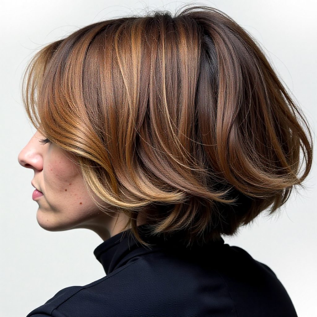 Stacked Lob Haircut with Feathered Layers