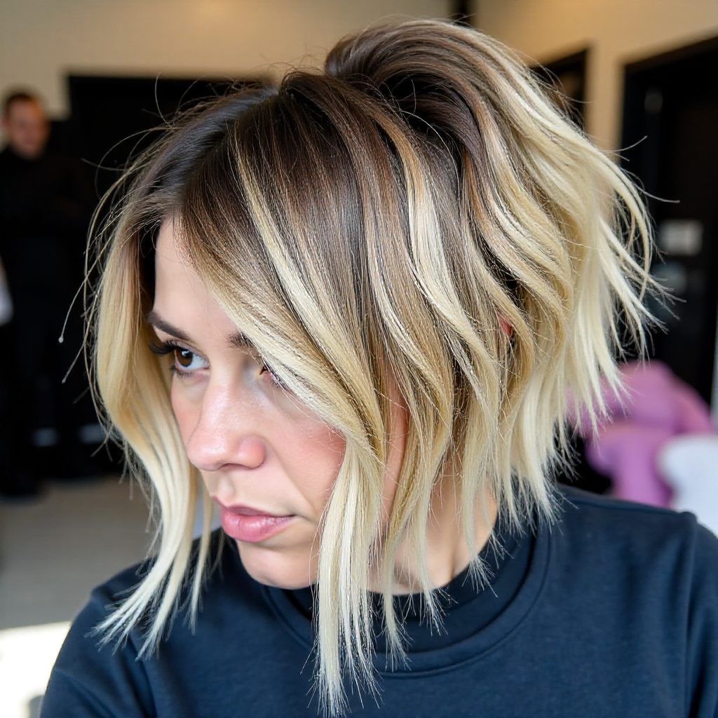 Textured Stacked Lob Haircut