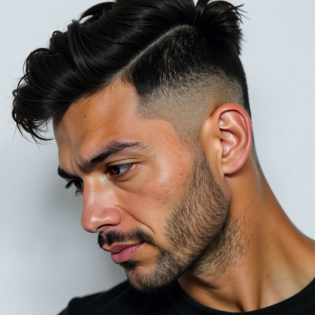 Short Haircut with Fade Lines Design